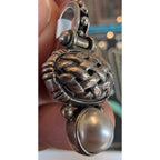 Vintage Thai Pearl Basketweave Sterling Silver 925 Pendant