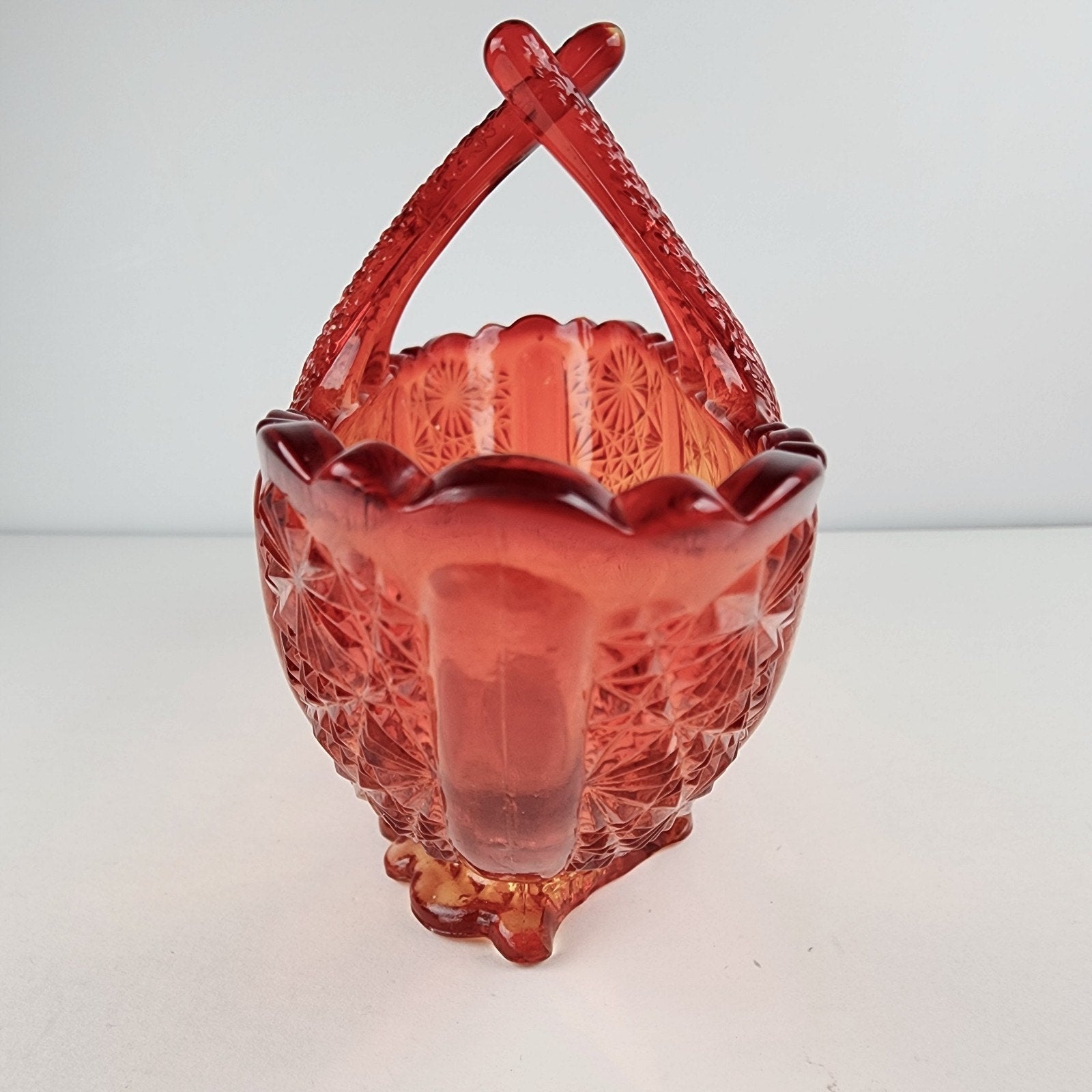 Fenton Amberina Daisy & Button Depression Glass Mini Basket