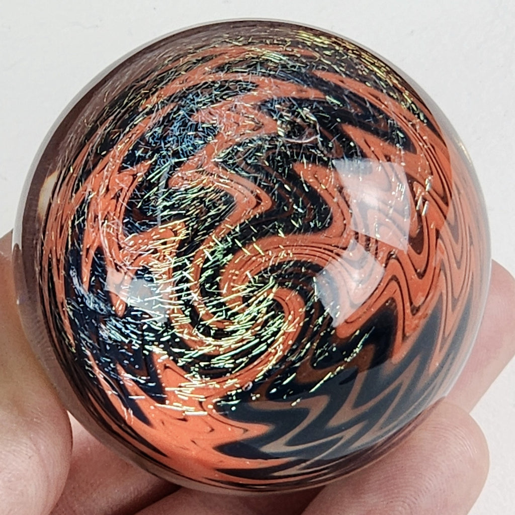 50mm Dichroic Wigwag Marble Borosilicate Glass Handblown Large 2" Size