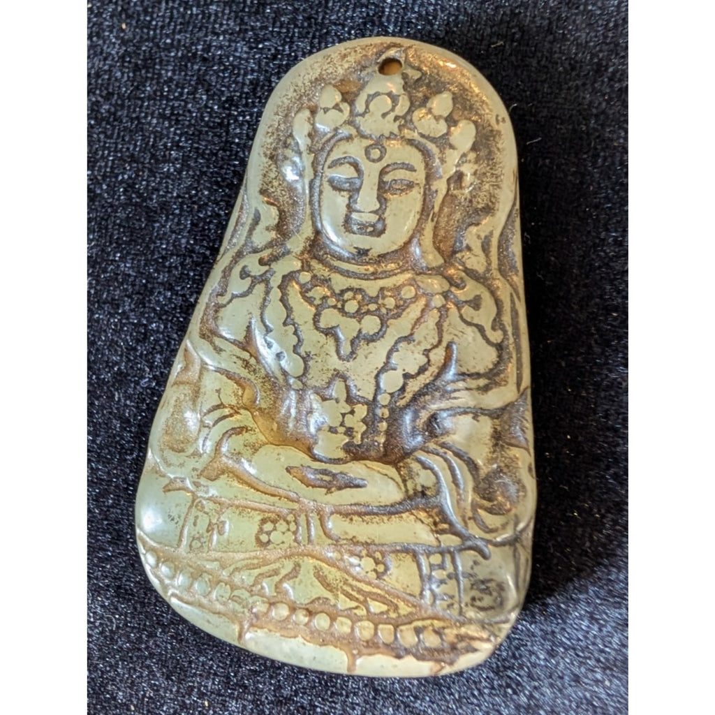 Chinese JADE Pendant Hand Carved Guanyin Bodhisattva Statue Antique