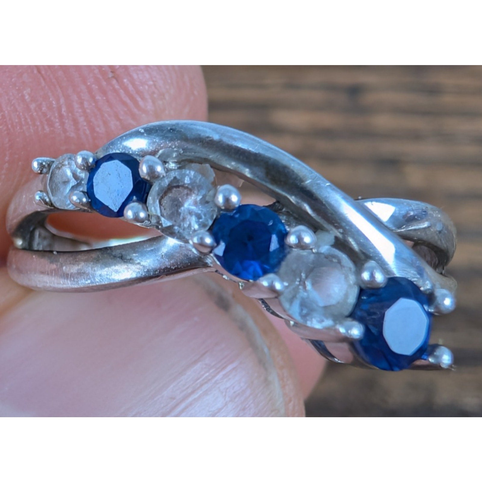 Vintage TOPAZ Sterling Silver 925 Bypass Ring Size 6