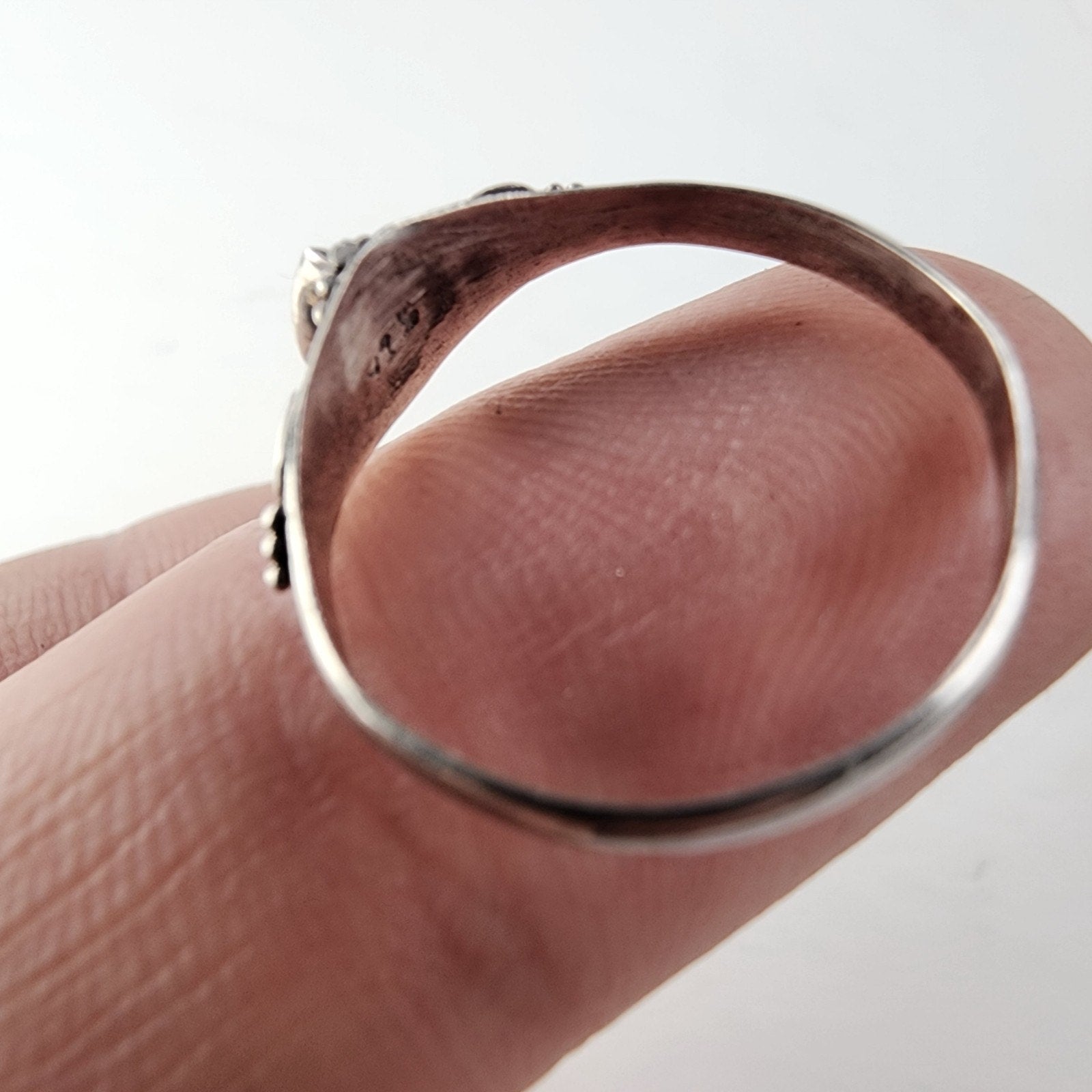 Nepal Quartz Brass Accent Ring Size 8 Sterling Silver 925 Vintage