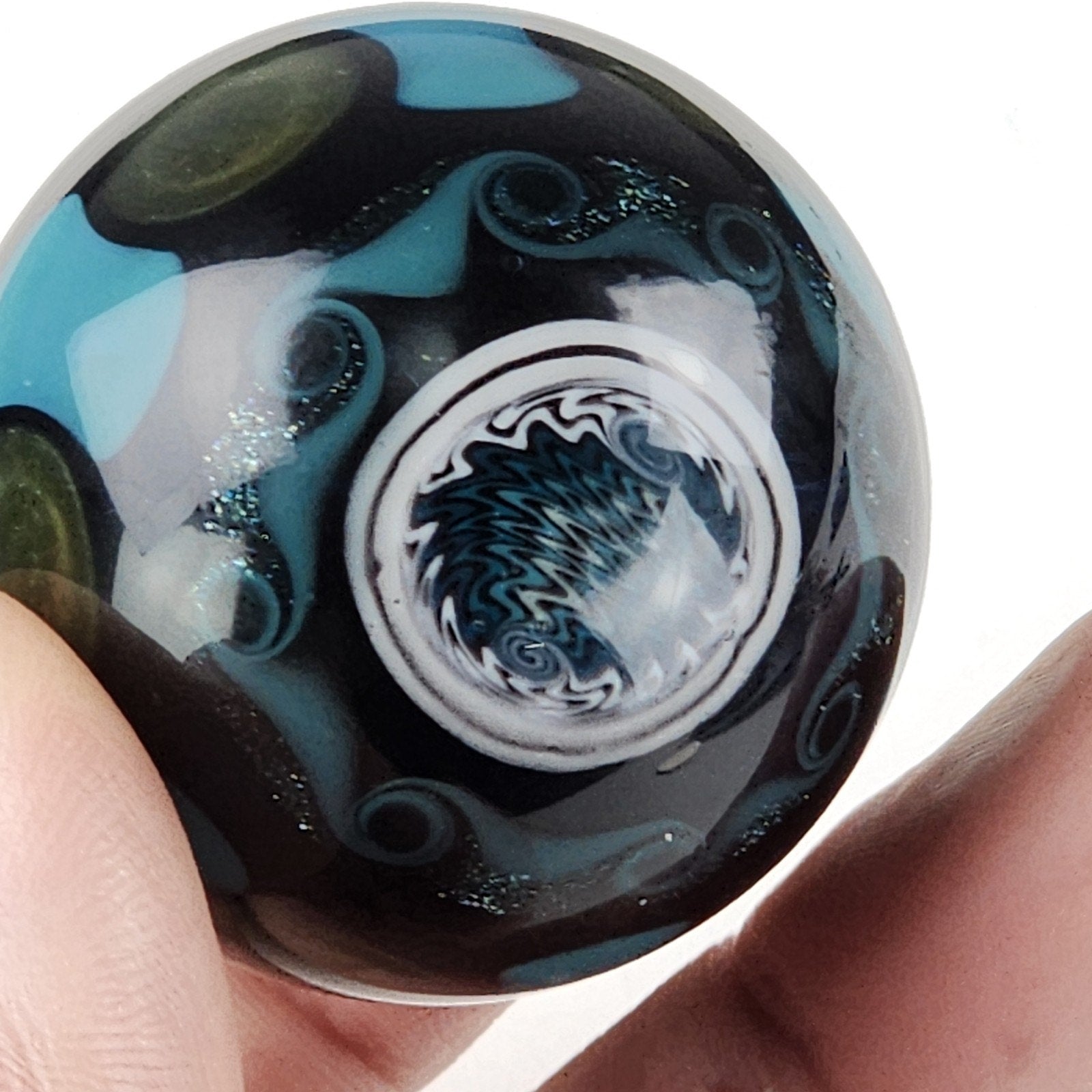 38mm Opal WigWag Dotstack Boro Glass Marble Unsigned Handmade Heady