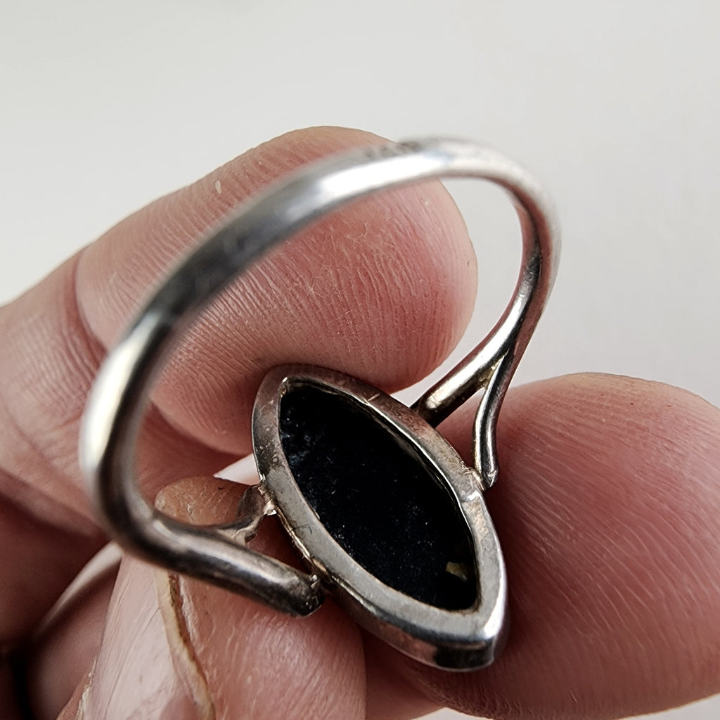 Vintage Baltic Amber Ring Size 8 in Sterling Silver 925