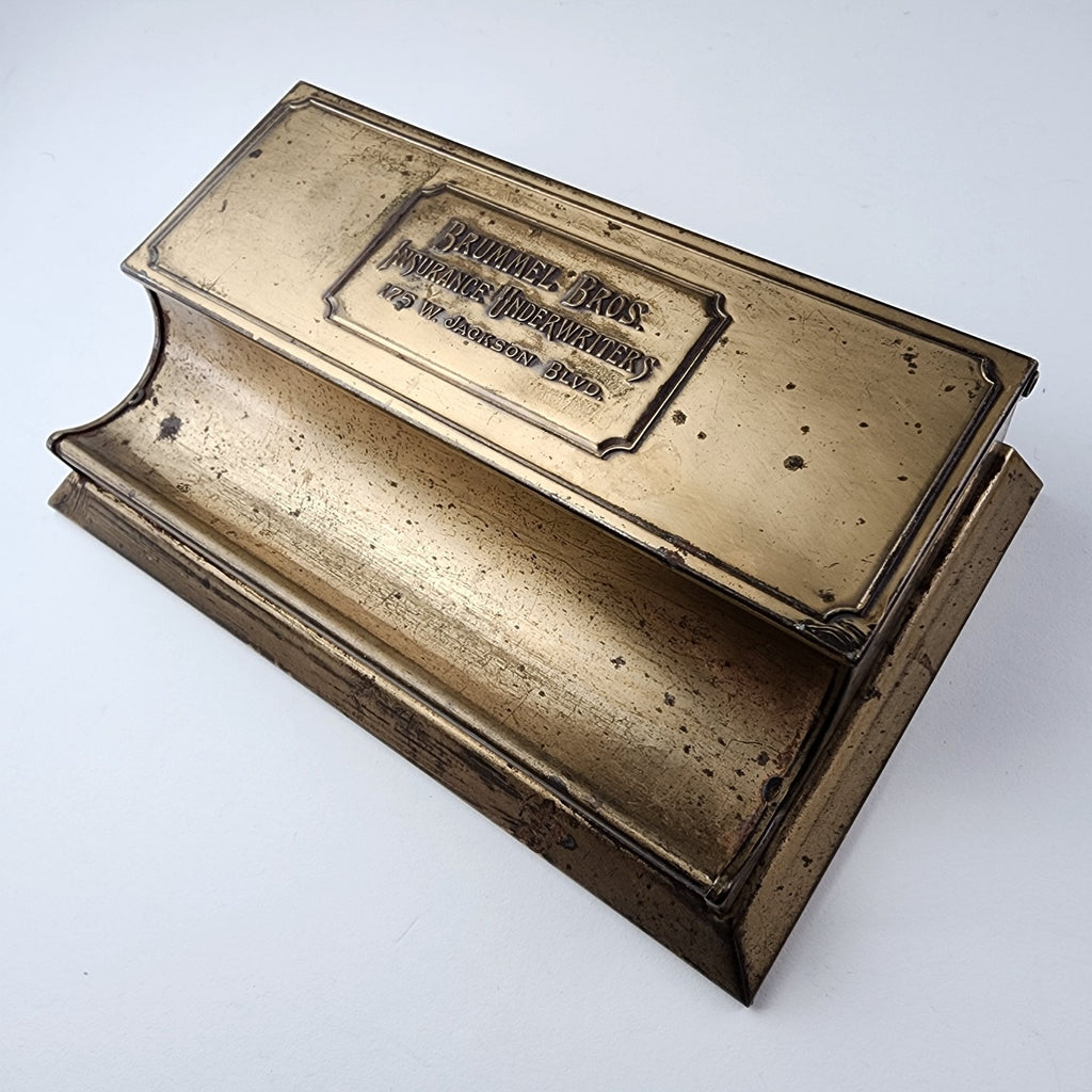 Antique Brass Stamp Box Desk Organizer Brass Box Brummel Bros Chicago