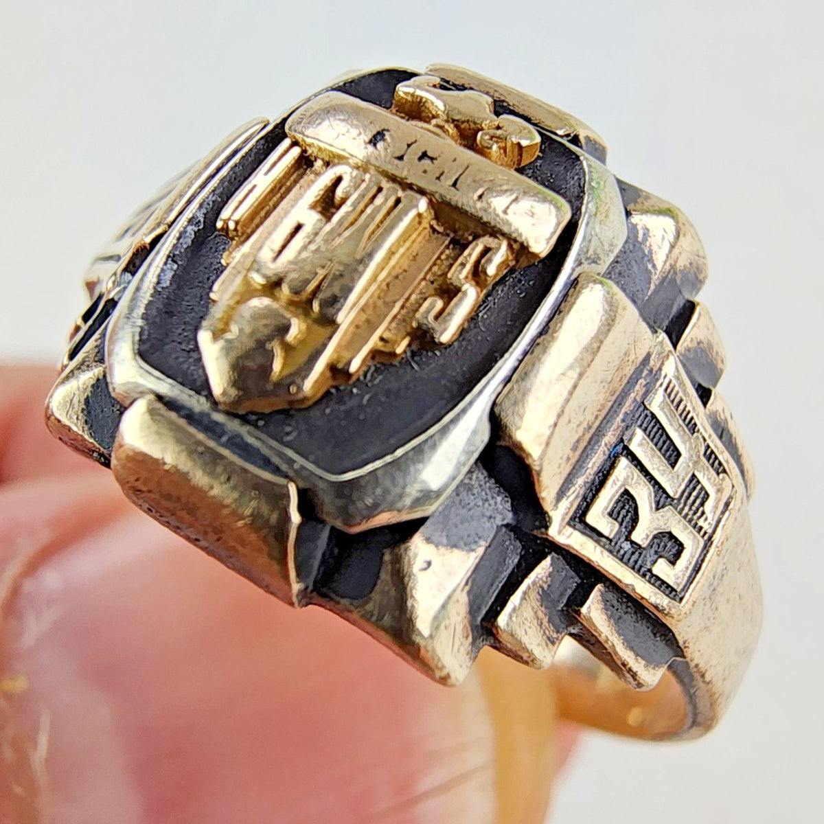 10K Yellow Gold & Sterling Silver 925 Monogrammed 1934 Class Ring Size 9 1/4