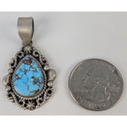 Turquoise Sterling SIlver Pendant 925 Matte Finish Southwestern Style
