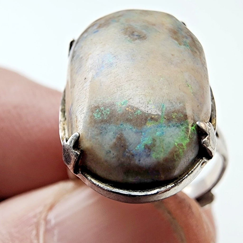 Boulder Opal Adjustable Size Ring Sterling Silver 925 Vintage