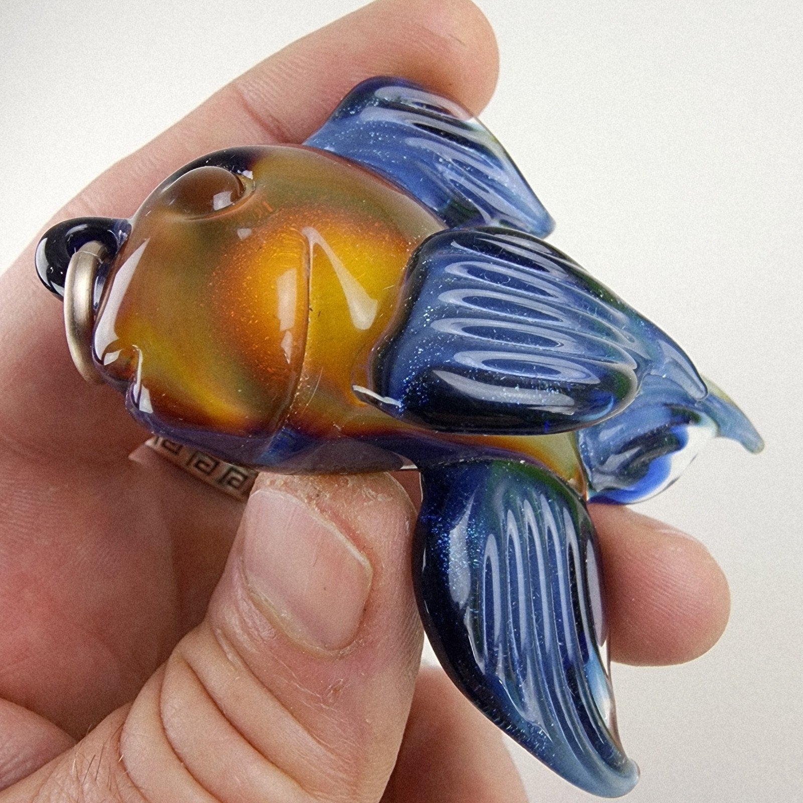 Brent Graber Dichroic Glass Goldfish Koi Fish Pendant 2015 Mr Smiley Boro