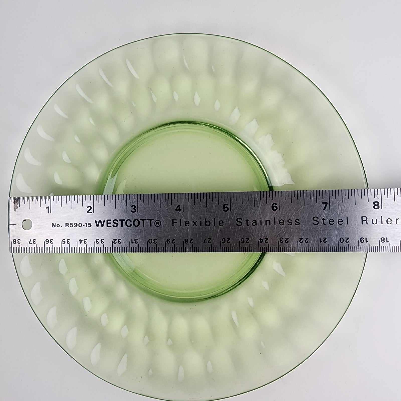 8" Federal Glass UV Uranium Glow Glass Salad Plate Vintage Green