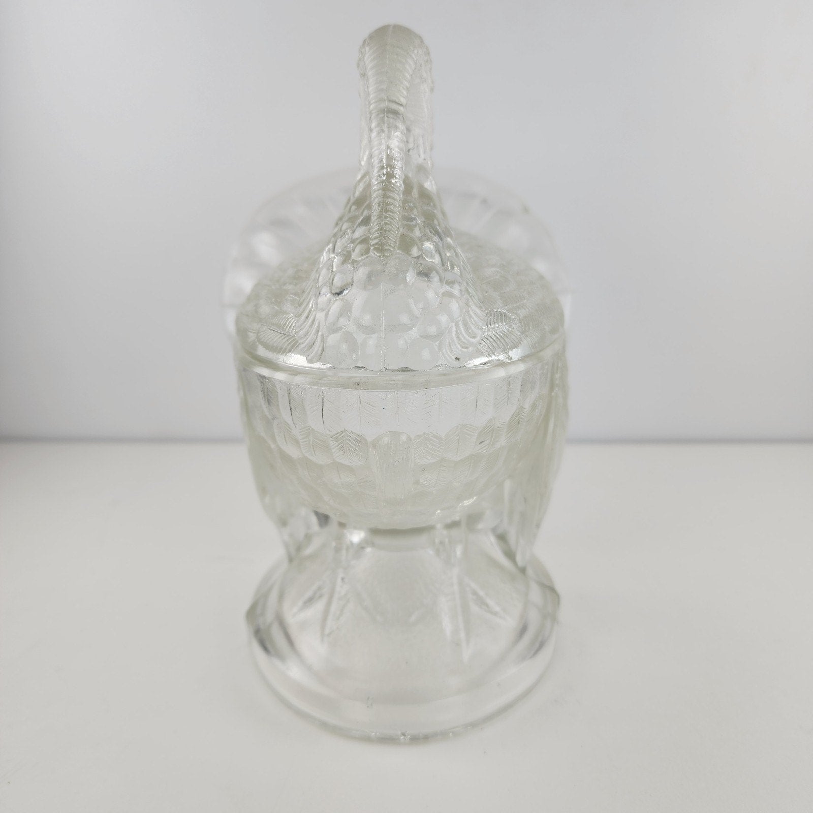 Clear Glass Turkey Lidded Candy Covered Dish by L.E. Smith Vintage