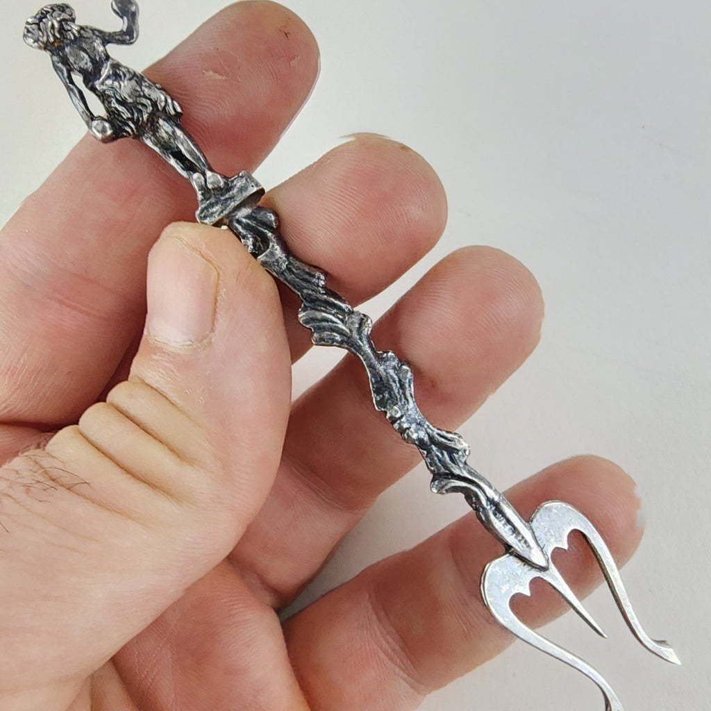 4 1/2" Hawaiian Hula Dancer Trident Pickle Fork Sterling Silver 925 Vintage