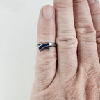 Vintage Blue Enamel Ribbon Crossover Ring Size 5 1/2 in Sterling Silver 925