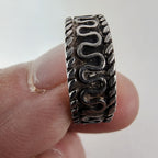 Vintage Mexico Wave Pattern Band Ring Size 8 1l4 in Sterling Silver 925