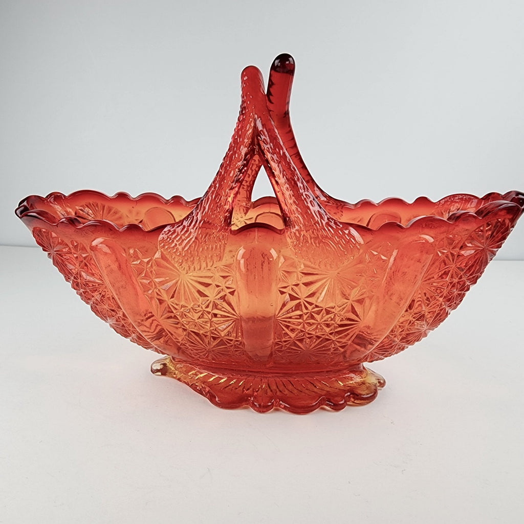 Fenton Amberina Daisy & Button Depression Glass Mini Basket