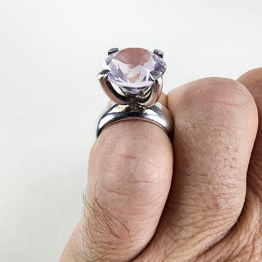 Pink Spinel Solitaire MH Designer High Set Ring Size 6 Sterling Silver 925