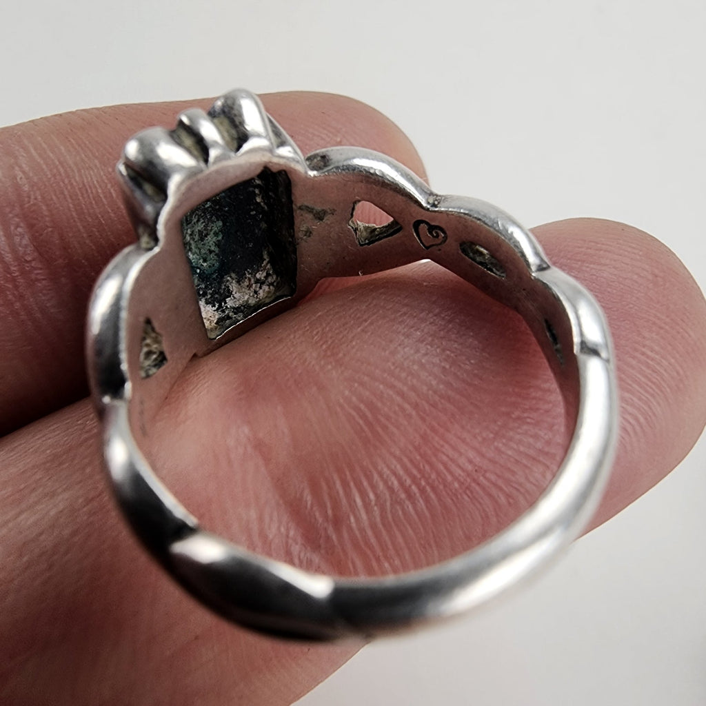 Vintage Brighton Scrolling Heart Medallion Ring Size 8 in Sterling Silver 925