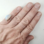 Vintage Rainbow Moonstone Half Moon Ring Size 6 1/2 in Sterling Silver 925