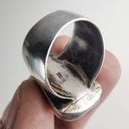 Vintage Tiger Resin Scrimshaw Ring Size 7 1/2 in Sterling Silver 925