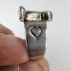 Native Mother of Pearl Bird Fetish Ring Size 9 1/2 Sterling Silver 925 Vintage