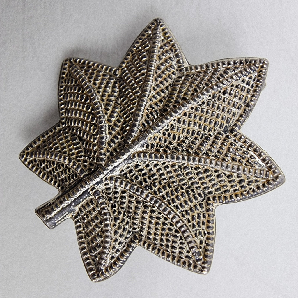 Textured Maple Leaf Brooch Sterling Silver 925 Vintage