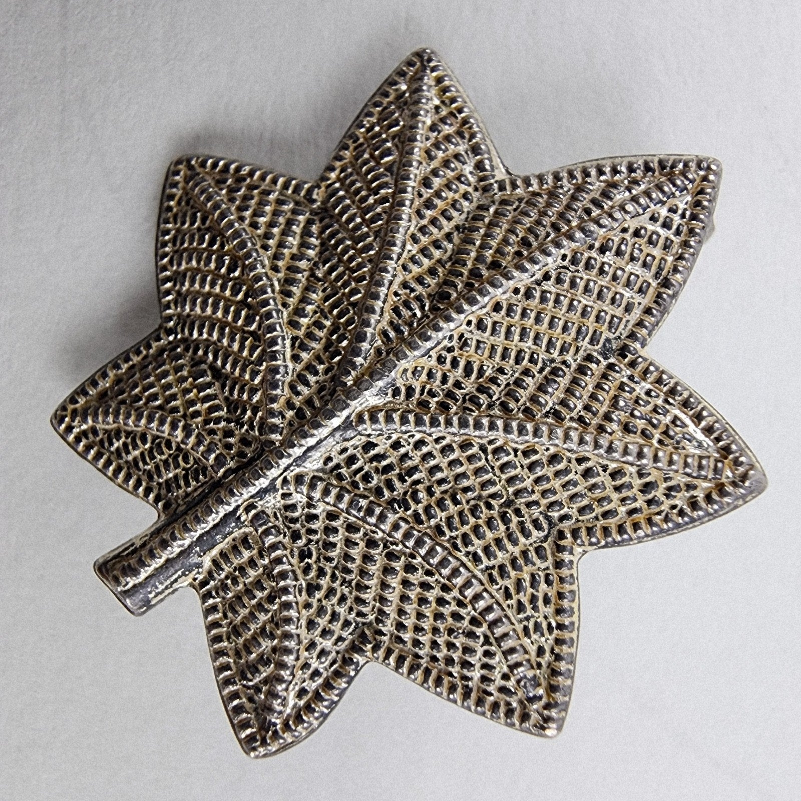 Textured Maple Leaf Brooch Sterling Silver 925 Vintage