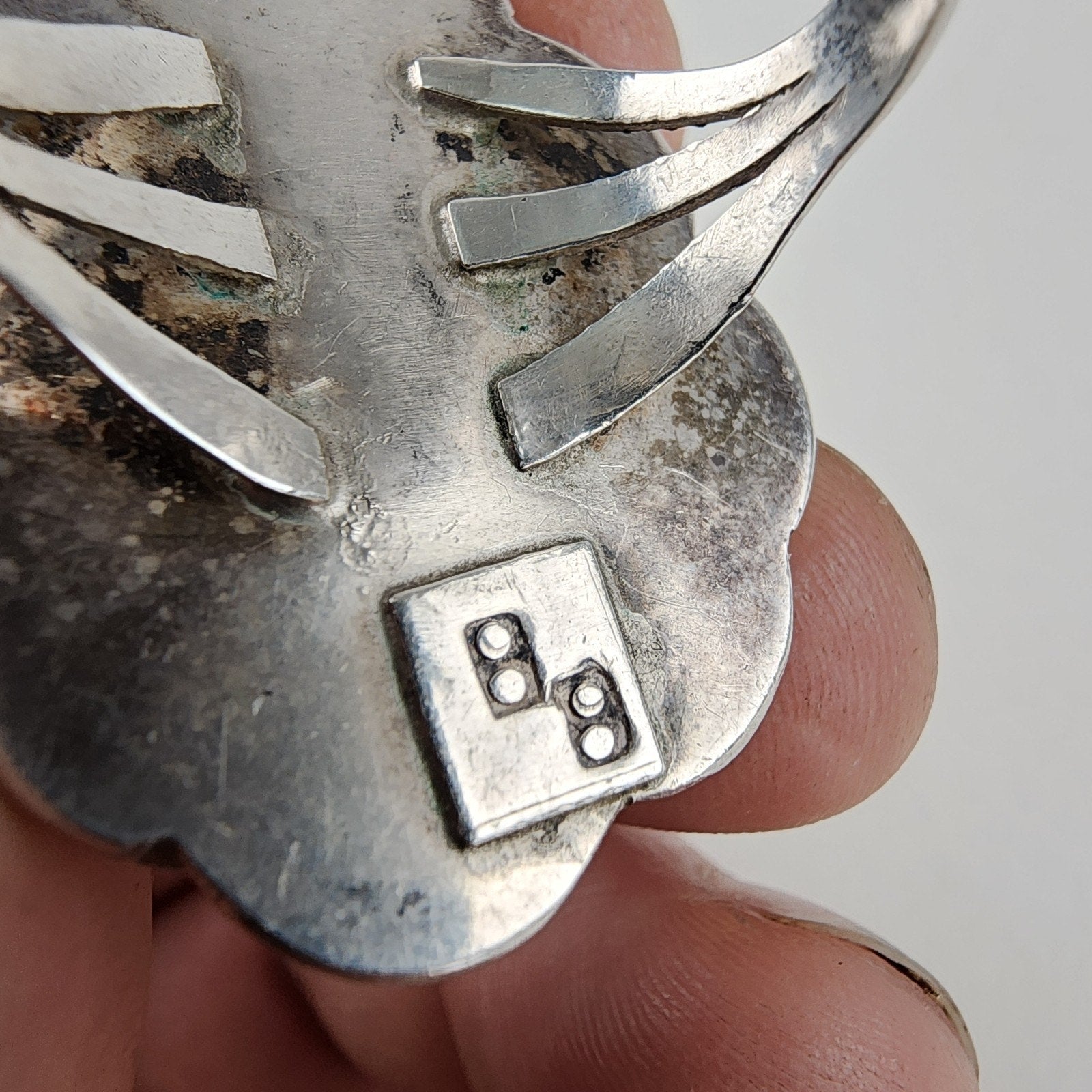 Turquoise Native Statement Ring Size 11 1/2 Sterling Silver 925 Signed BB