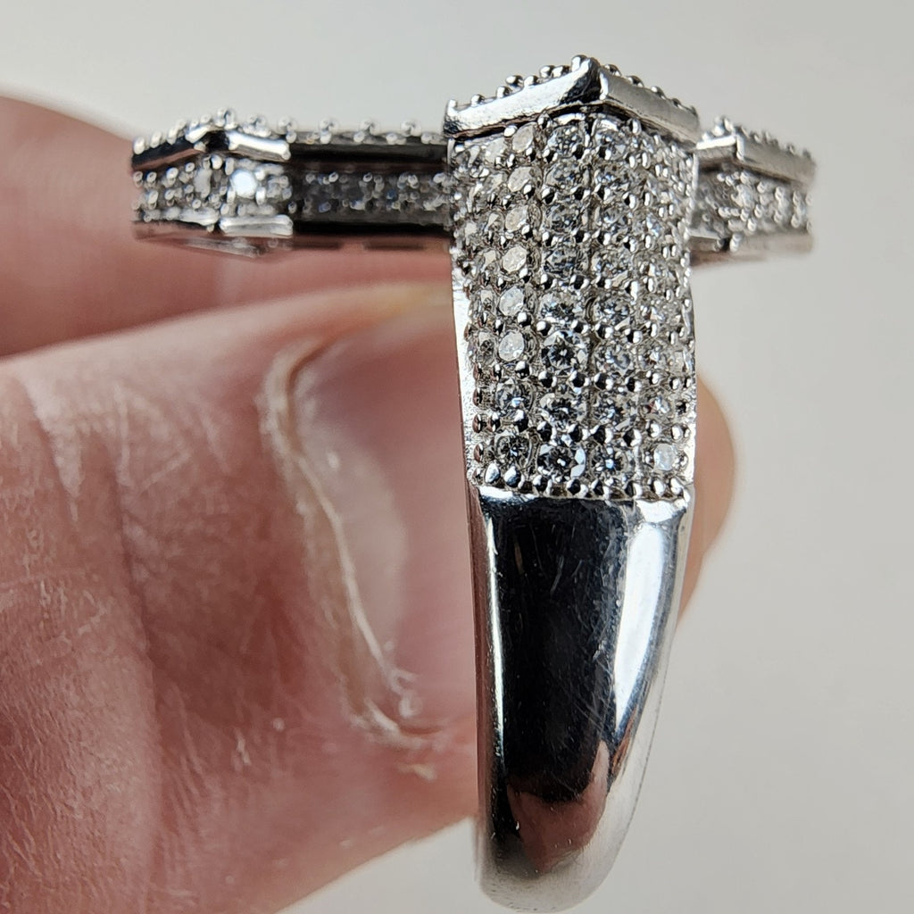 Moissanite Cross Ring Size 12 Sterling Silver 925 New Iced Out