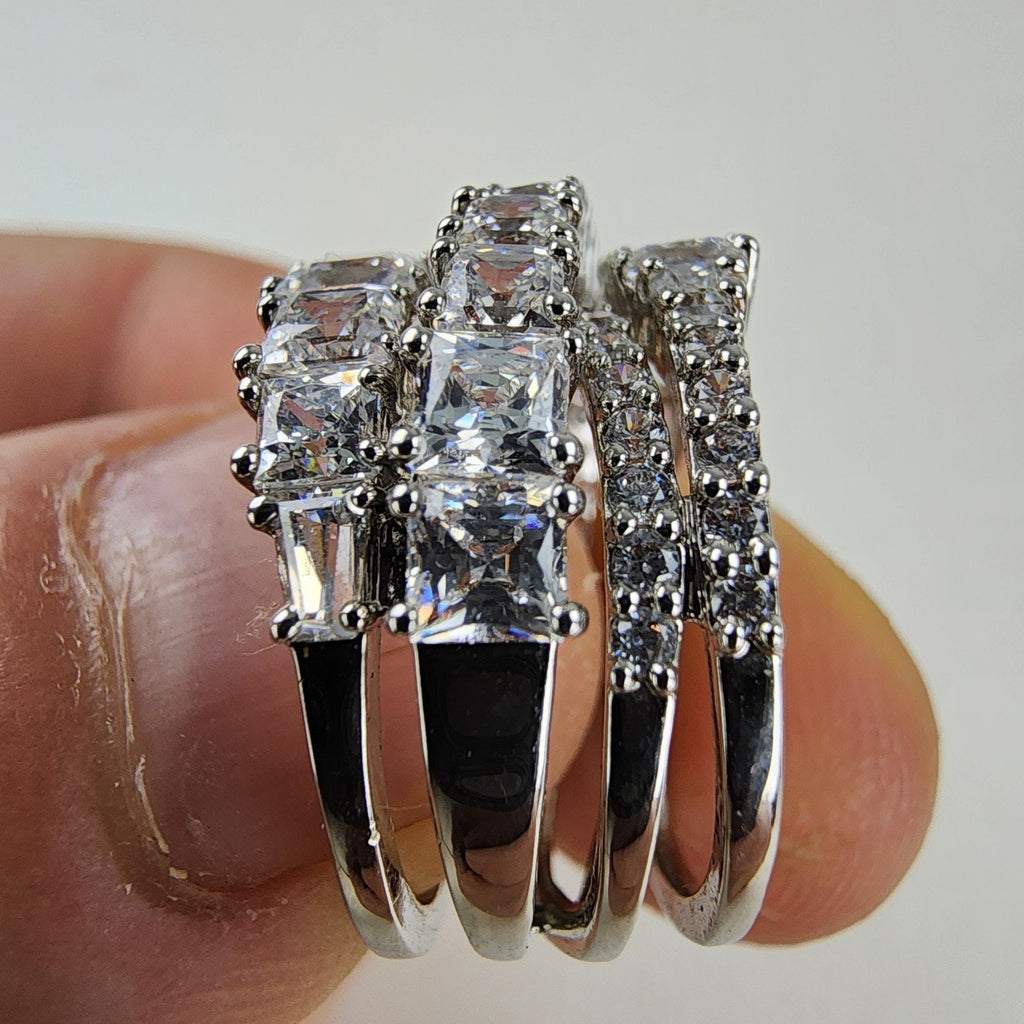 Swarovski Crystal Crossover Band Ring Size 5 1/2 Sterling Silver 925 New