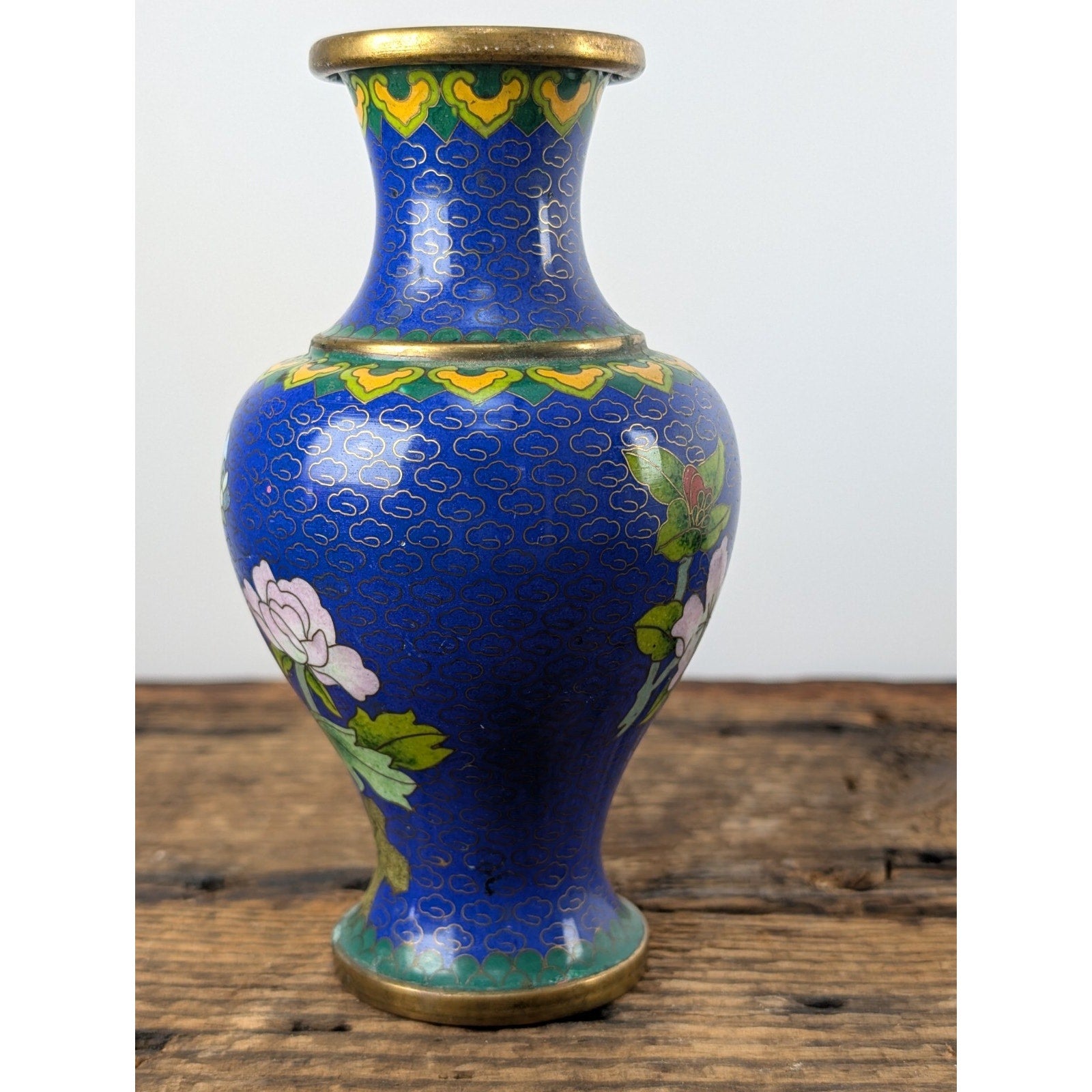 Vintage Chinese Cloisonne Vase 6" with Floral Decoration
