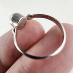 White Cats Eye Cabochon Vintage Ring Size 6 3/4 in Sterling Silver 925
