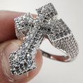 Moissanite Cross Ring Size 12 Sterling Silver 925 New Iced Out