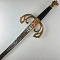 Medieval Fantasy Pirate Engraved Sword & Leather Sheath Vintage Larp