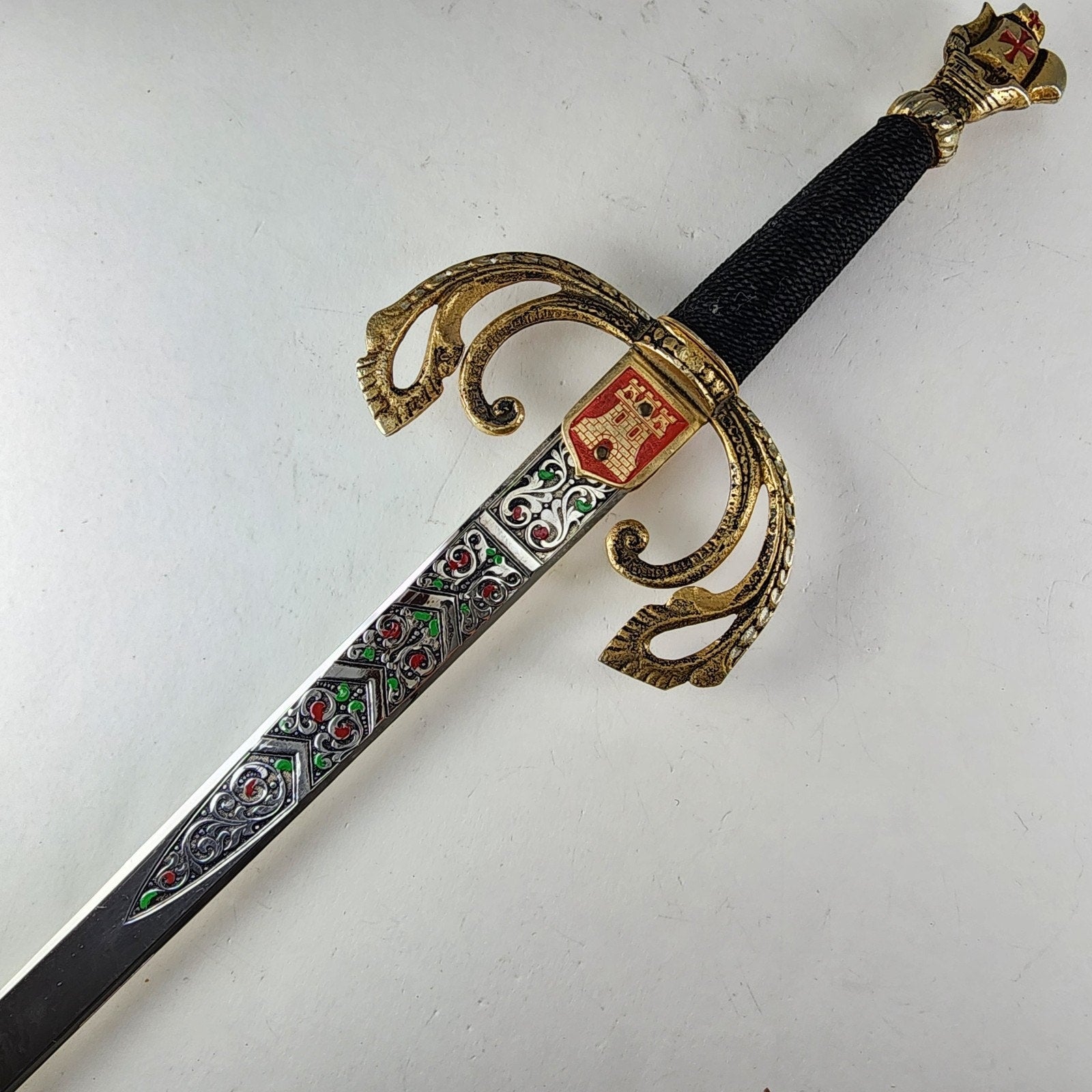 Medieval Fantasy Pirate Engraved Sword & Leather Sheath Vintage Larp