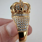 Moissanite Crown Sterling Silver 925 Ring Size 12 Gold Finish New 20g Iced Out