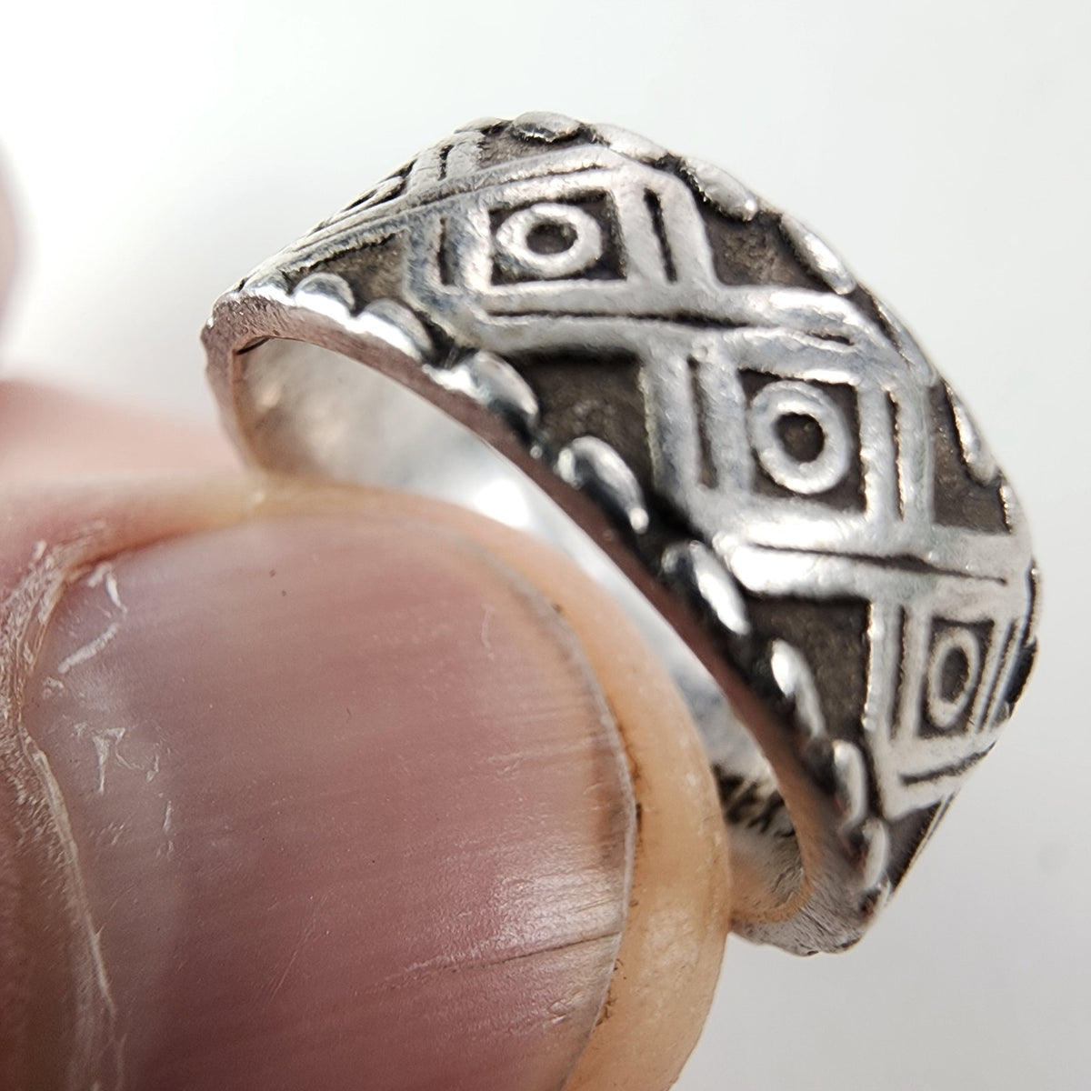 Vintage Patterned Band Ring Size 6 1/2 in Sterling Silver 925 Mexico