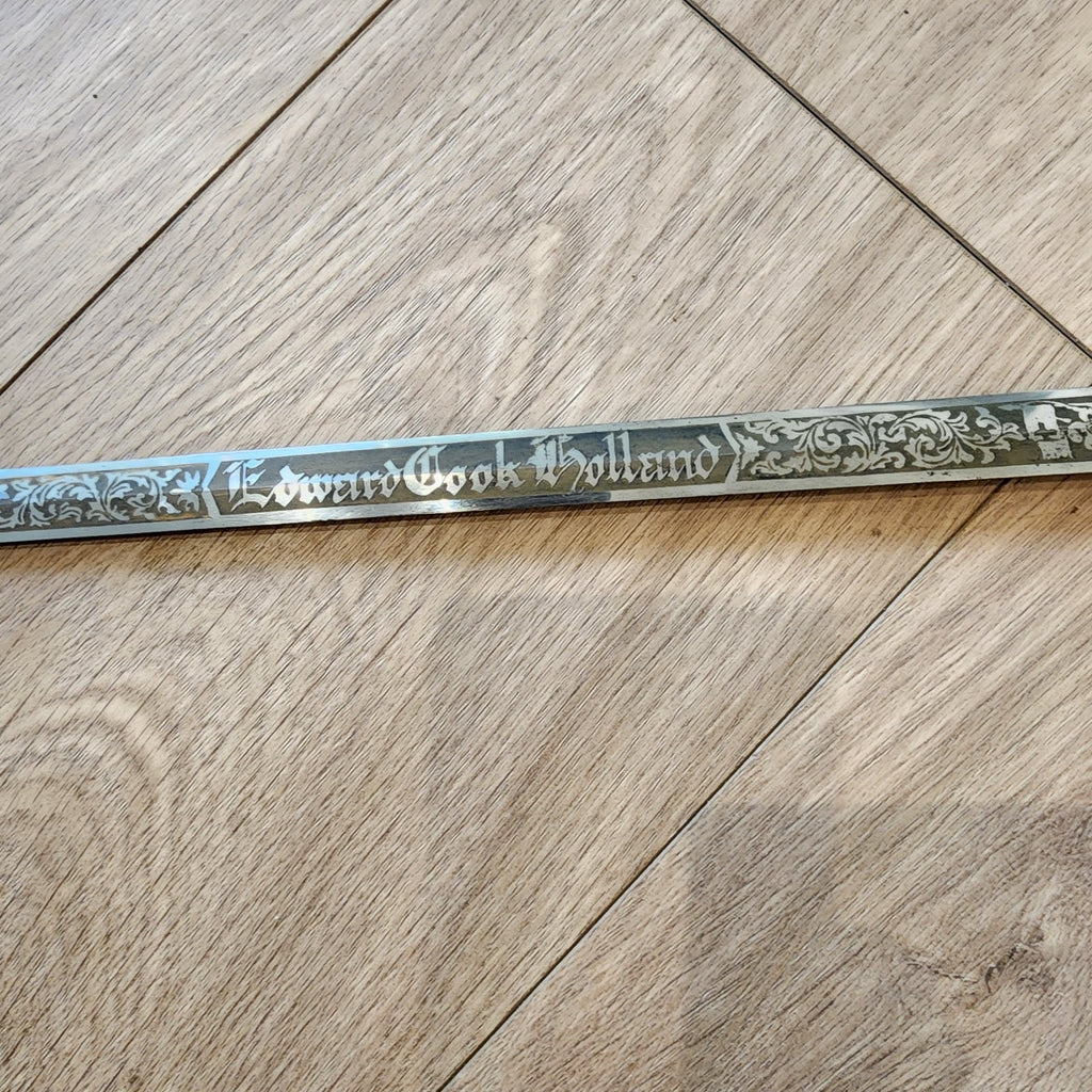 37" Freemason Vintage Sword & Sheath Engraved Henderson Ames Co.