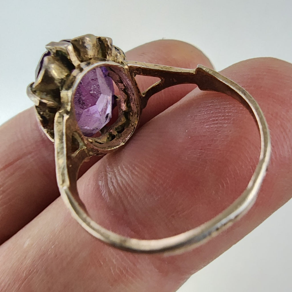 Purple Sapphire Russian Ring Size 9 Sterling Silver 875 Vintage