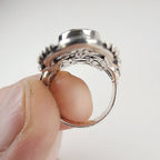 Designer Sarda Caribbean Quartz Ring Size 6 in Sterling Silver 925 Bali