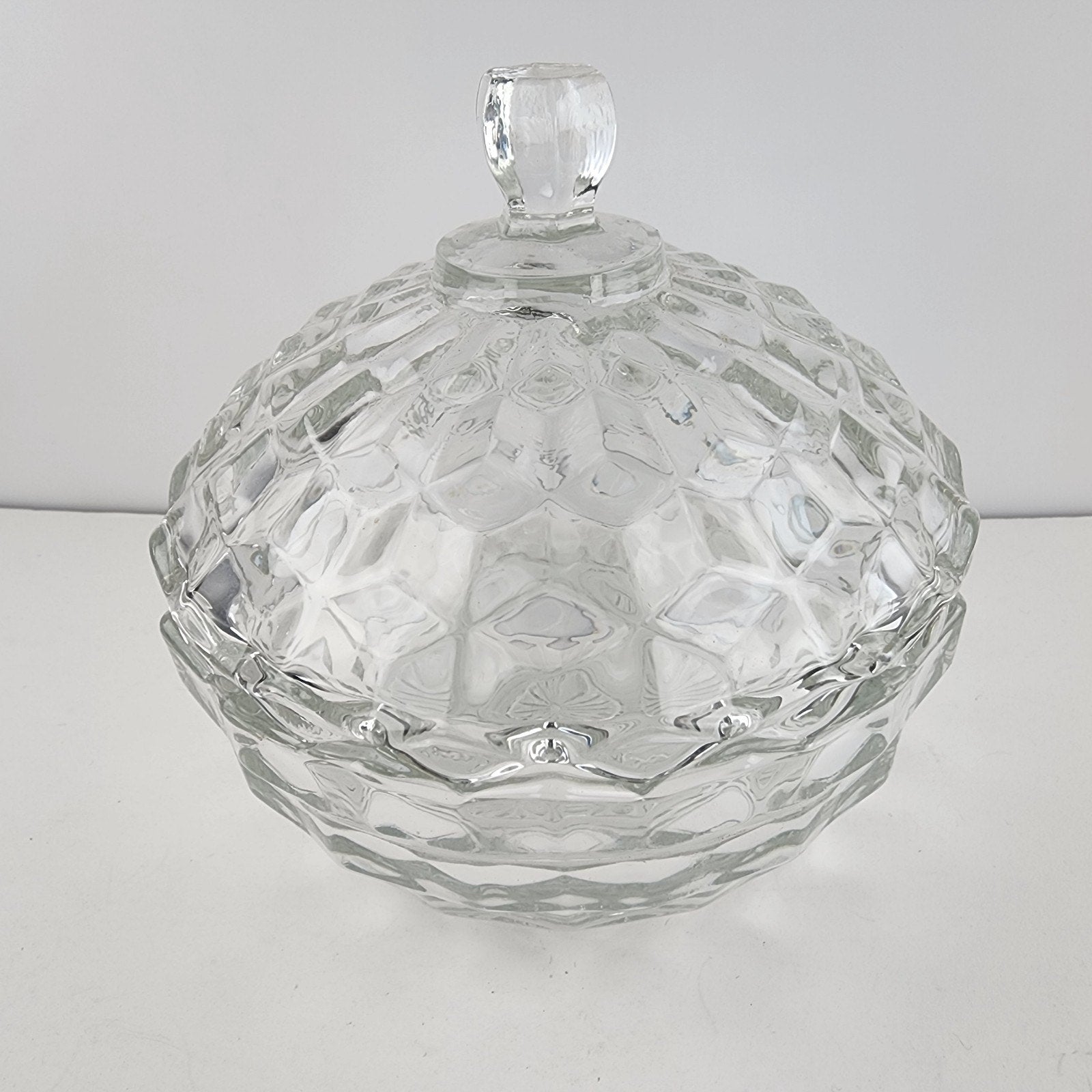 Indiana Glass Company Whitehall Cubist Lidded Candy Dish Pressed Depression