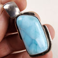Bold Larimar Sterling Silver 925 Modernist Pendant Vintage