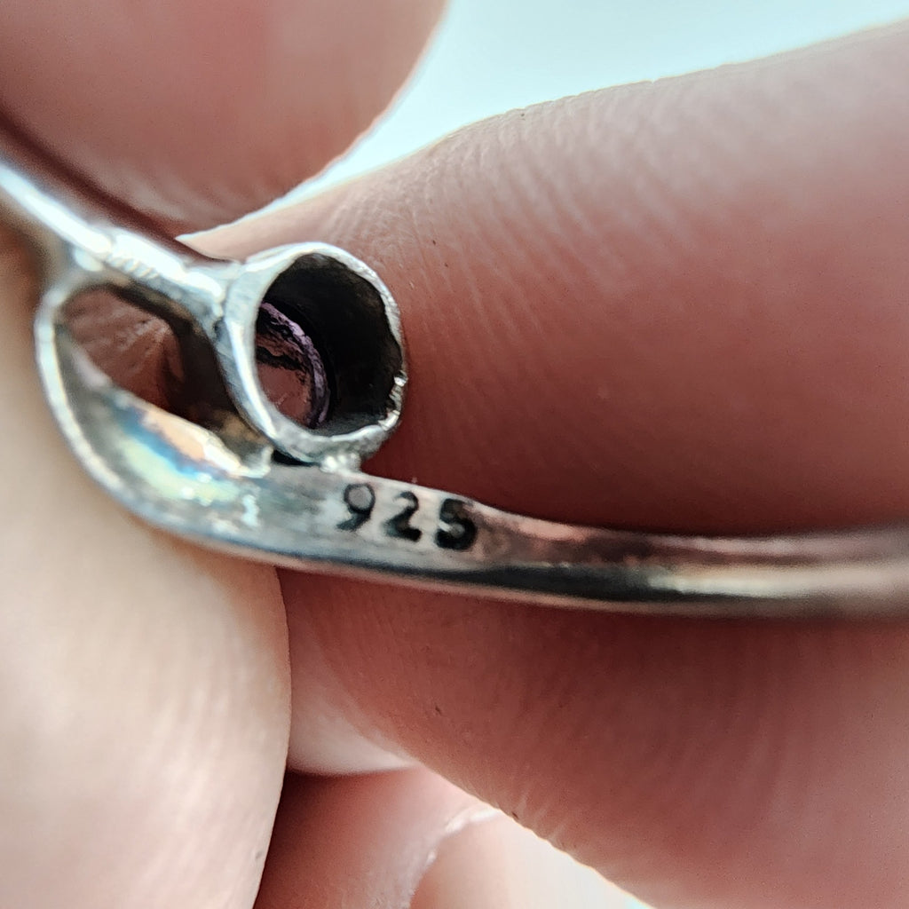 Vintage Amethyst Cabochon Birthstone Ring Size 5 1/2 in Sterling Silver 925