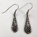 Black Hills Gold Rose & Leaf Teardrop Earrings Sterling Silver 925 Vintage