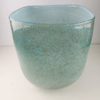 Seafoam Green Bubble Trap Art Glass Vase Hand Blown Square Vessel
