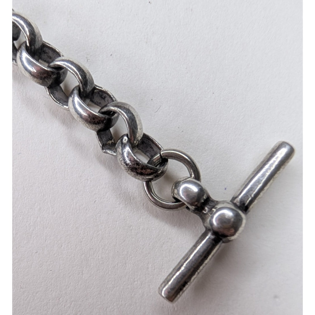 Rolo Link Sterling Silver 925 Bracelet 7 1/2" Length Vintage Toggle Clasp