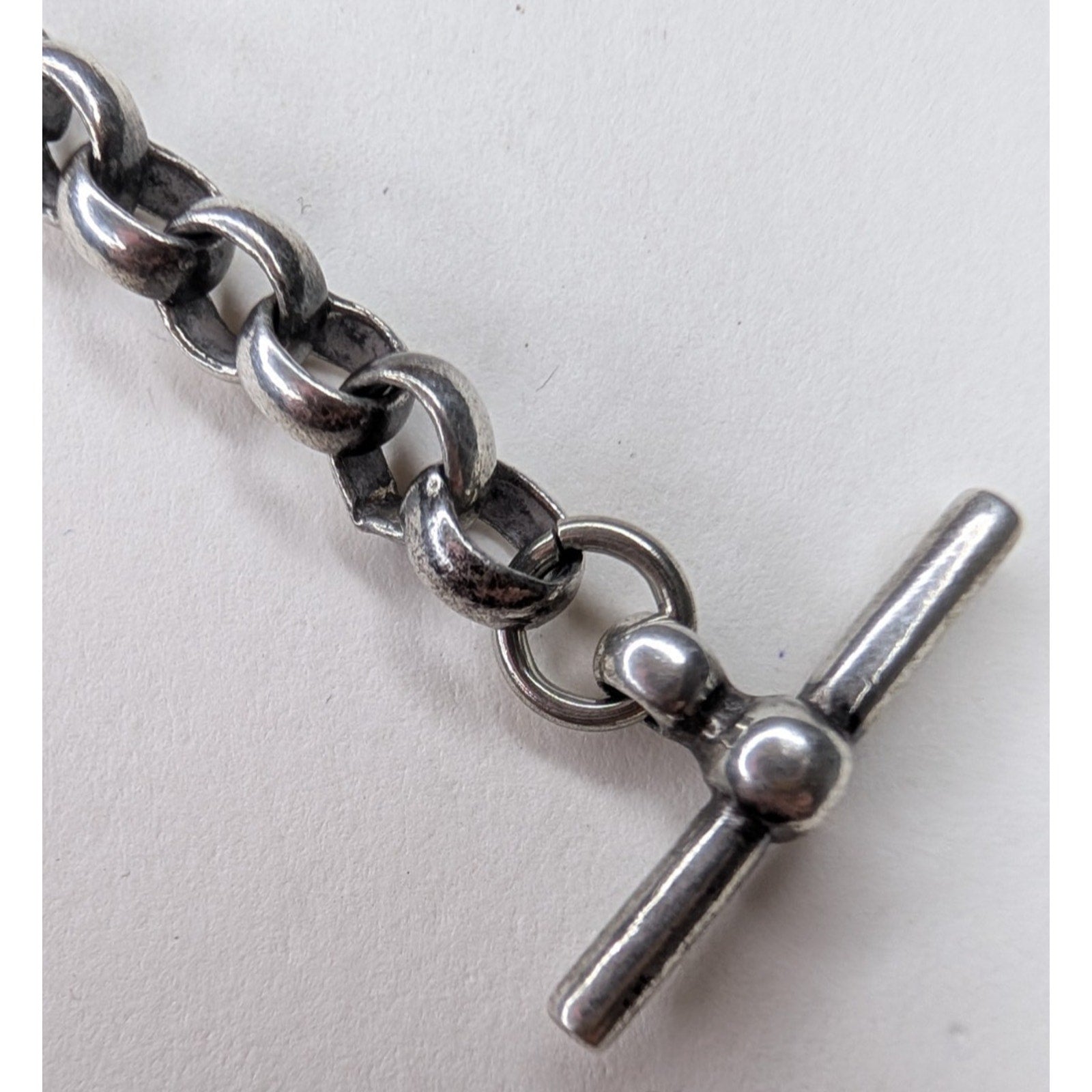 Rolo Link Sterling Silver 925 Bracelet 7 1/2" Length Vintage Toggle Clasp