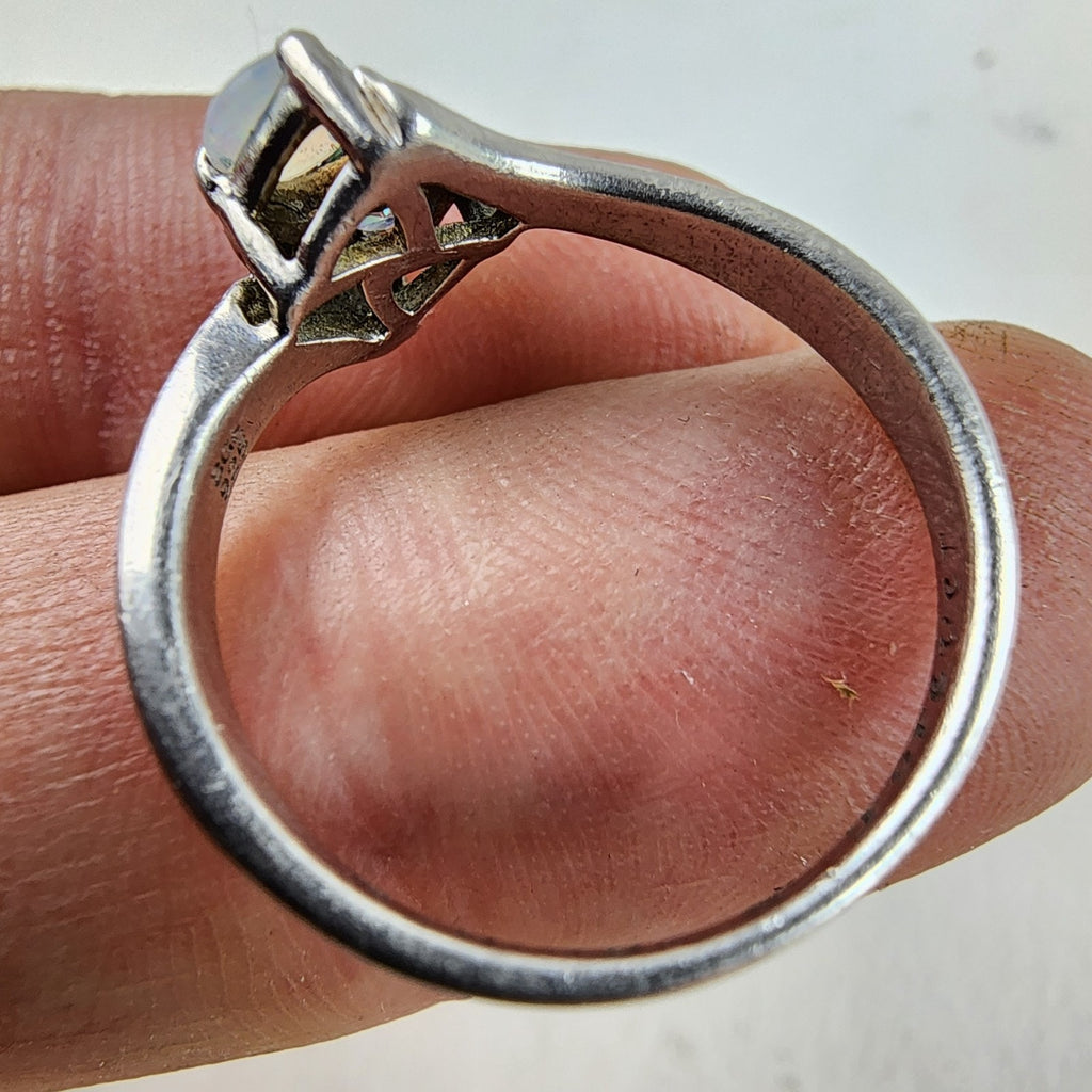 Opal & Mystic Quartz Ring Size 8 1/2 Sterling Silver 925 Vintage