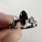 Vintage Marquise Cut Garnet Ring Size 6 in Sterling Silver 925