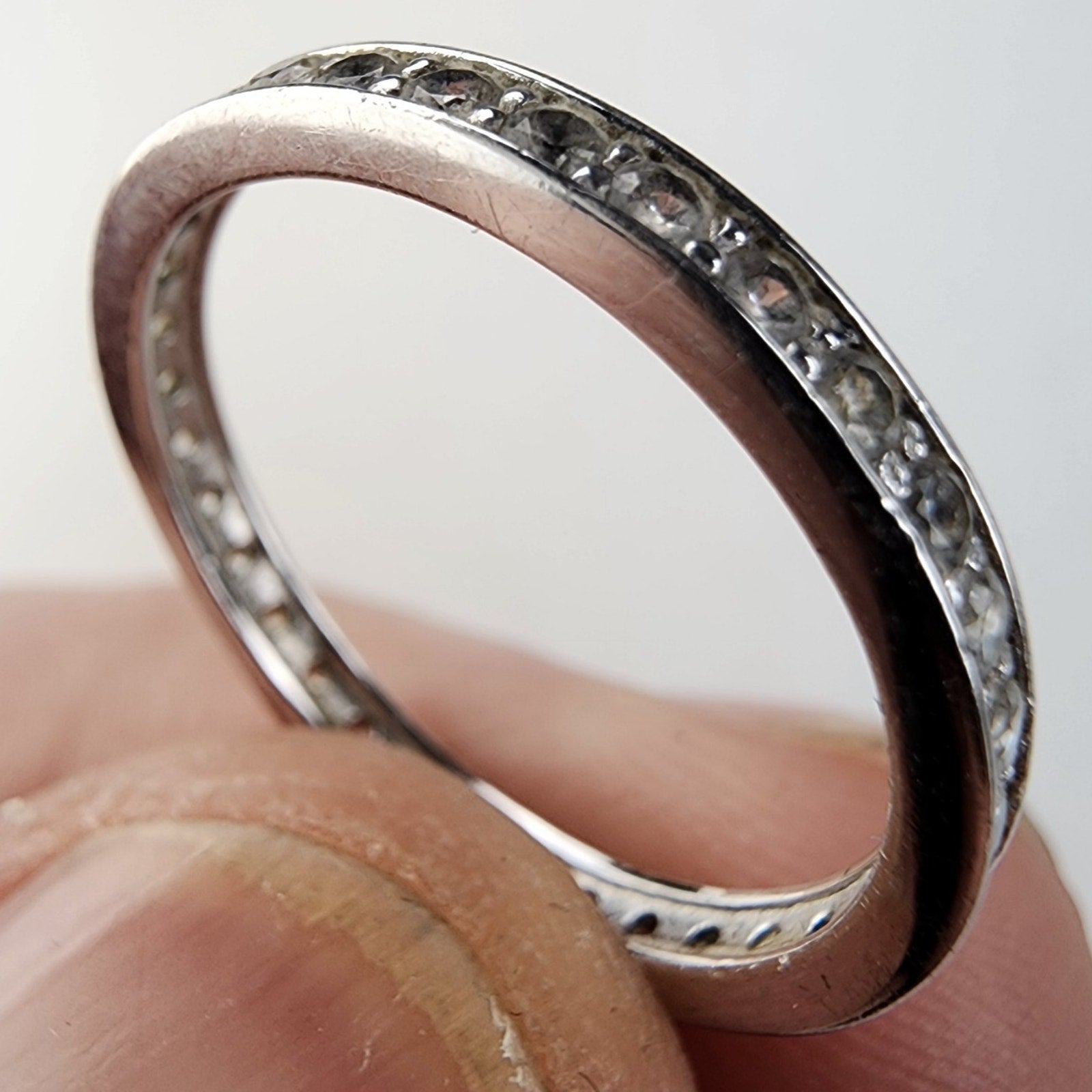 CZ Infinity Band Ring Size 8 Sterling Silver 925 Vintage