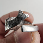 Vintage Fish Spoon Ring Adjustable Size 8 in Sterling Silver 925